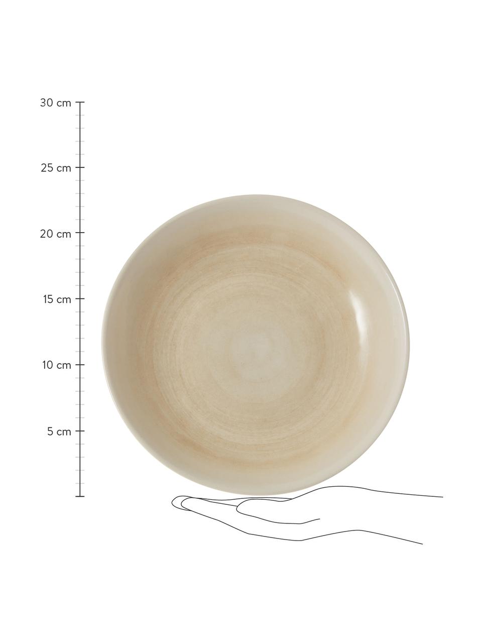 Handgemachte Suppenteller Pure matt/glänzend mit Farbverlauf, 6 Stück, Keramik, Beige, Weiss, Ø 23 cm