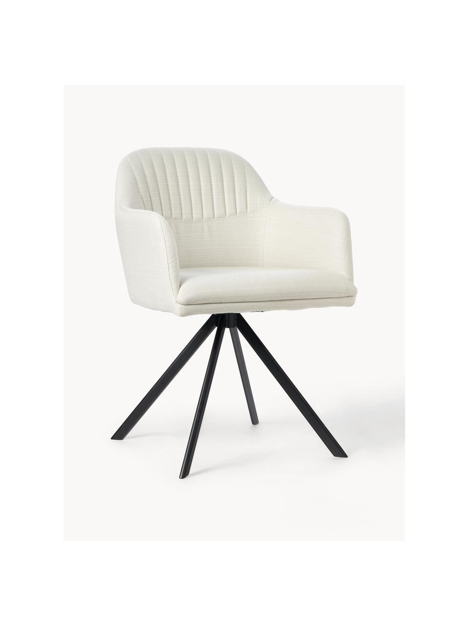 Čalúnená otočná stolička s opierkami Lola, Lomená biela, čierna, Š 53 x H 55 cm