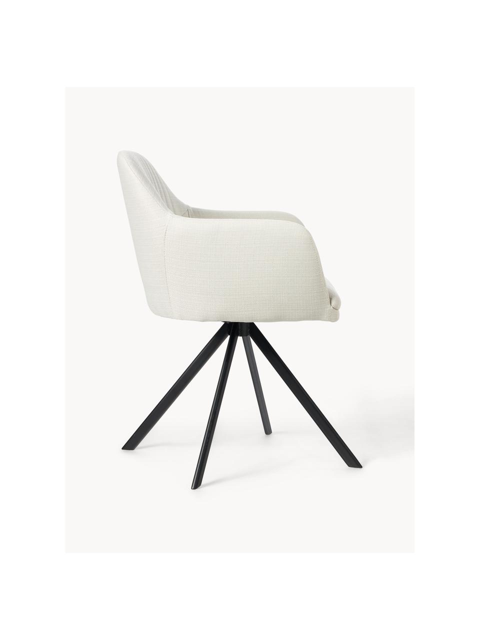 Čalúnená otočná stolička s opierkami Lola, Lomená biela, čierna, Š 53 x H 55 cm