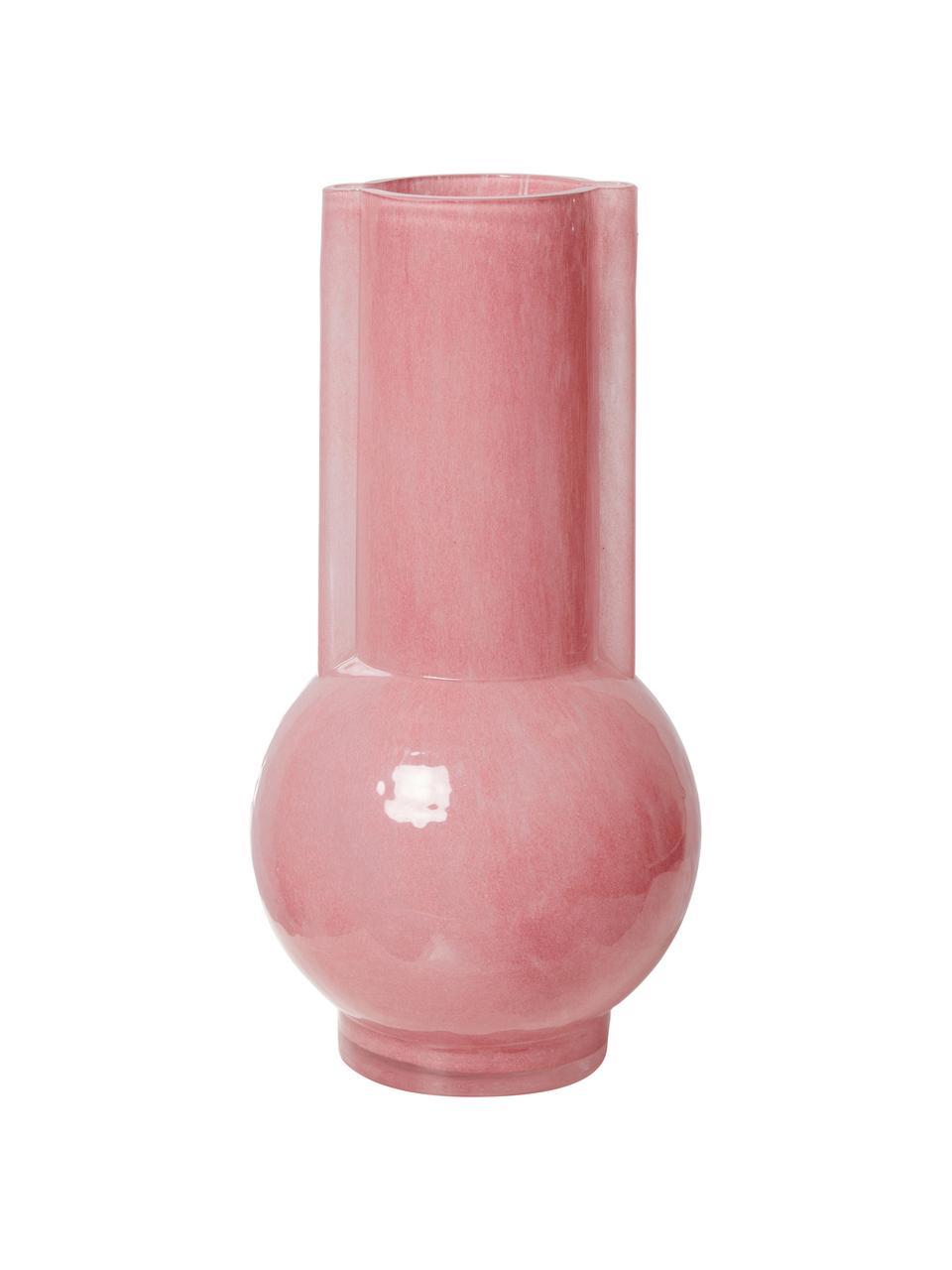 Design vaas Flamingo van glas, Glas, Roze, Ø 13 x H 25 cm