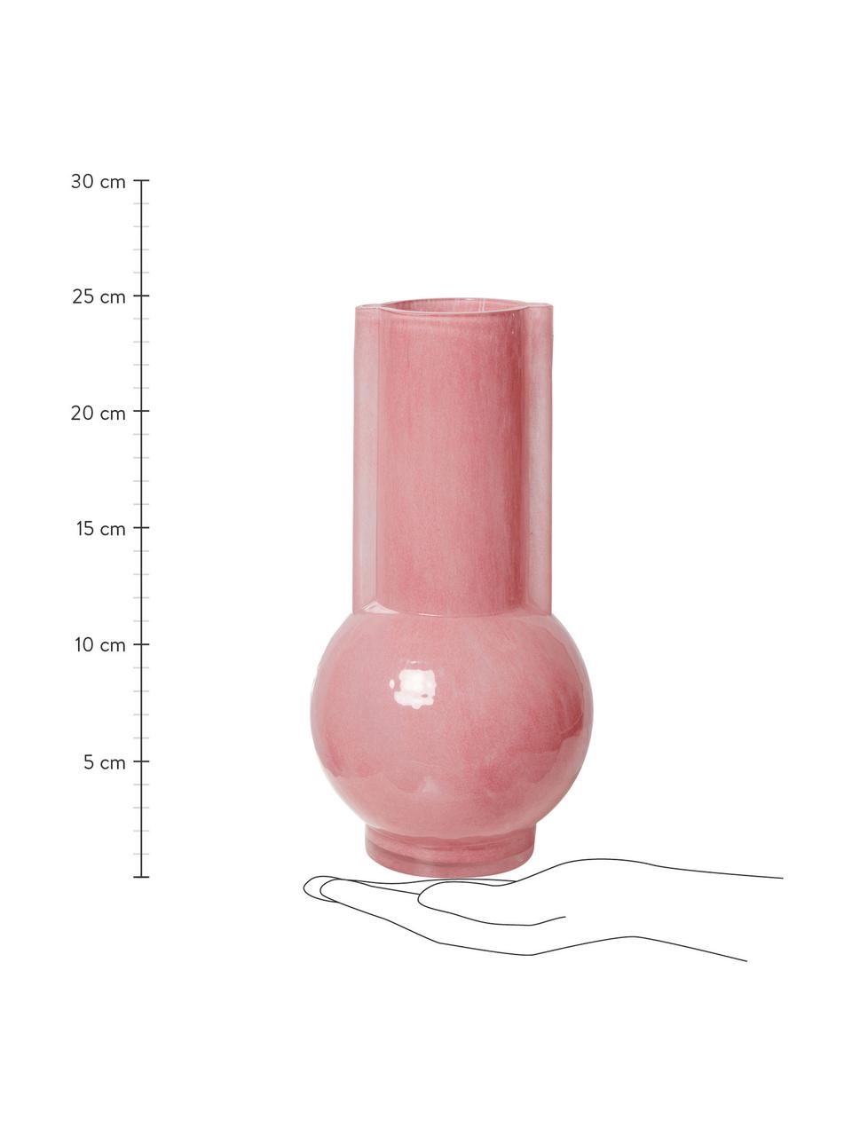 Designová váza ze skla Flamingo, Sklo, Růžová, Ø 13 cm, V 25 cm