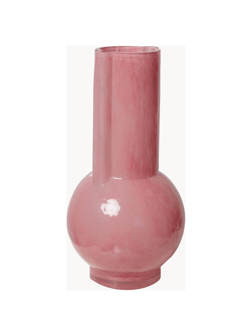 Design-Vase Flamingo aus Glas, H 25 cm, Glas, Altrosa, Ø 13 x H 25 cm