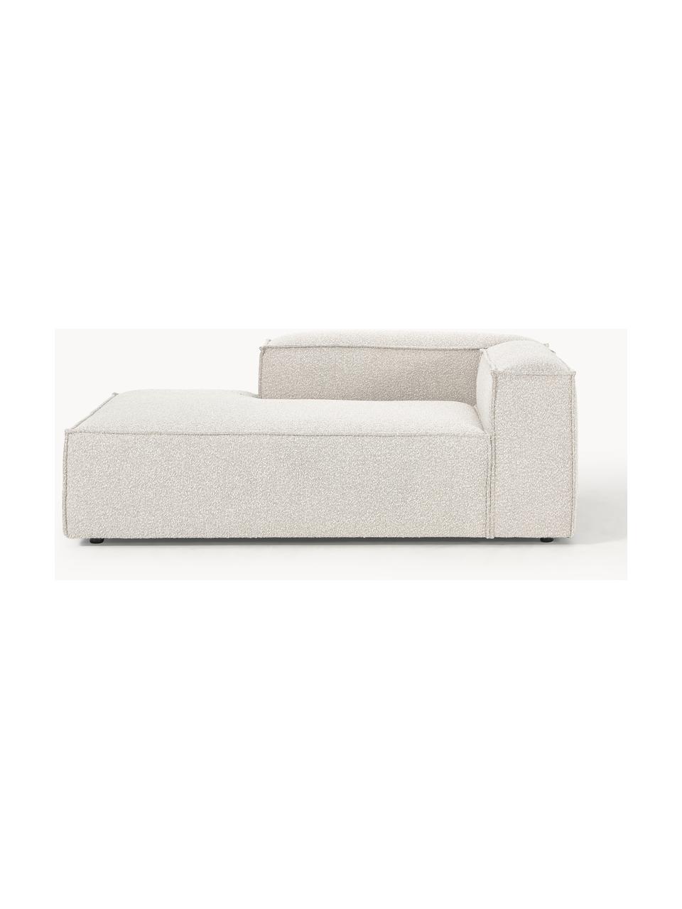 Modulo angolare chaise longue in bouclé Lennon, Rivestimento: bouclé (100% poliestere) , Struttura: legno di pino massiccio, , Piedini: plastica Questo prodotto , Bouclè bianco latte, Larg. 119 x Prof. 180 cm, angolo a sinistra