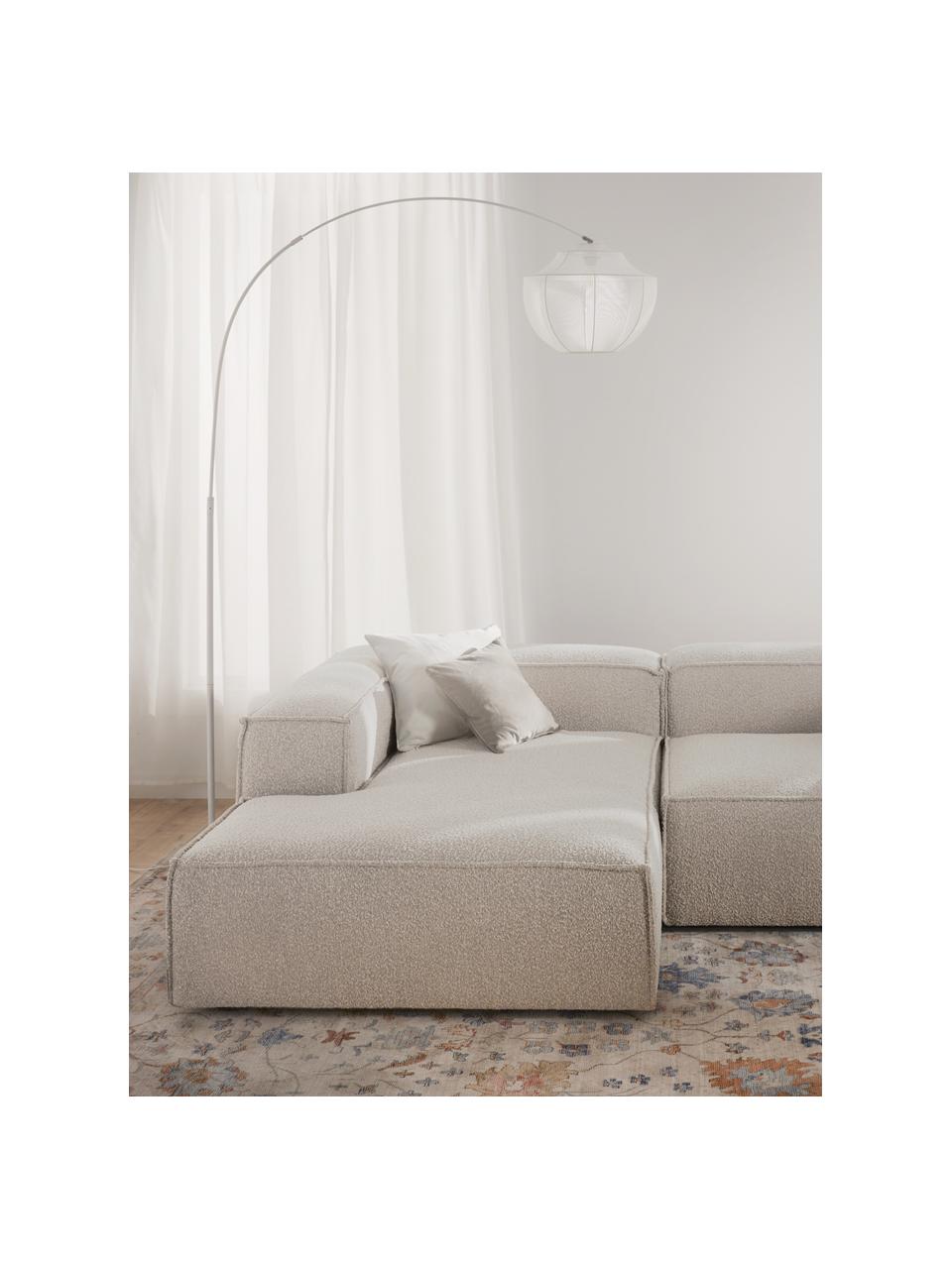 Modulo angolare chaise loungue in bouclé Lennon, Rivestimento: bouclé (100% poliestere) , Struttura: legno di pino massiccio, , Piedini: plastica Questo prodotto , Bouclè bianco latte, Larg. 119 x Prof. 180 cm, angolo a sinistra