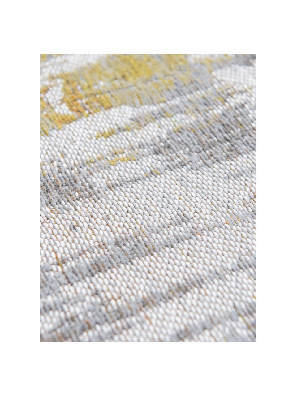 Tappeto di design Streaks, Retro: misto cotone, rivestito i, Giallo, grigio, Larg. 80 x Lung. 150 cm (taglia XS)