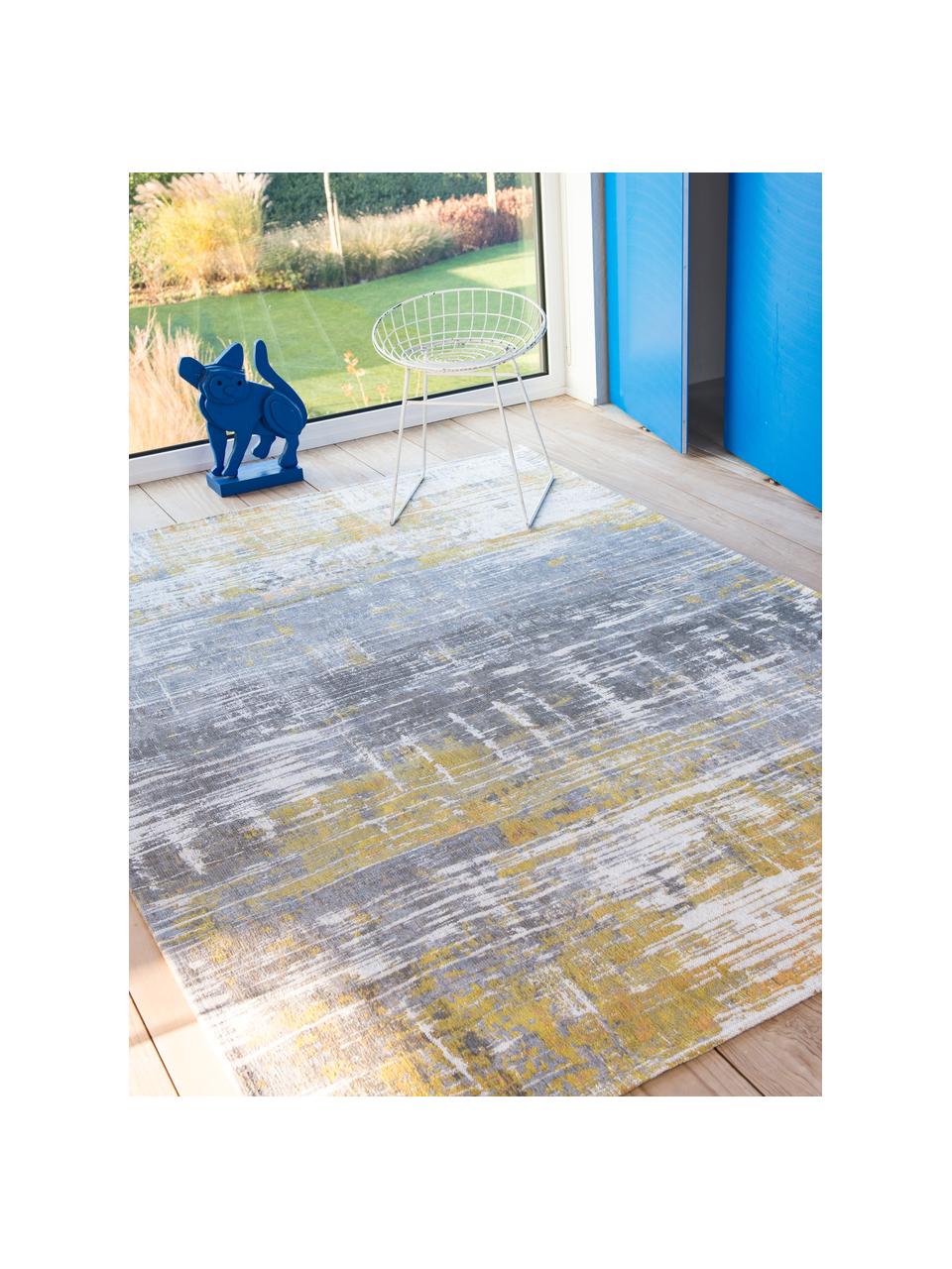 Alfombra de diseño Streaks, Parte superior: 85% algodón, 15% poliéste, Reverso: mezcla de algodón, recubi, Amarillo, gris, An 80 x L 150 cm (Tamaño XS)