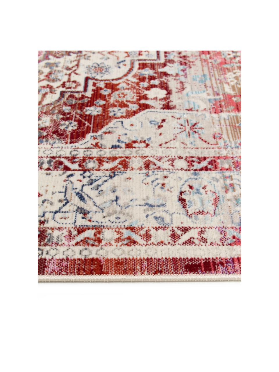 Teppich Vintage Kashan mit Vintagemuster, Flor: 100% Polypropylen, Beige, Rot, Blau, B 120 x L 180 cm (Größe S)