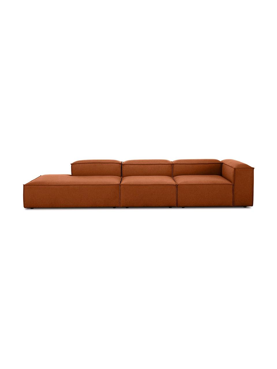 Diván modular grande Lennon, Tapizado: poliéster Alta resistenci, Estructura: madera de pino maciza, ma, Patas: plástico, Tejido terracota, An 357 x F 119 cm, respaldo izquierdo