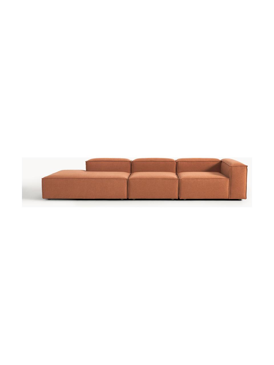 Diván modular grande Lennon, Tapizado: poliéster Alta resistenci, Estructura: madera de pino maciza, ma, Patas: plástico Este producto es, Tejido terracota, An 357 x F 119 cm, reposabrazos izquierdo