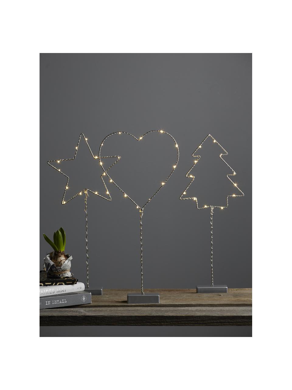 Pieza luminosa LED Star, funciona a pilas, Lámpara: metal, Cable: plástico, Gris, An 19 x Al 43 cm