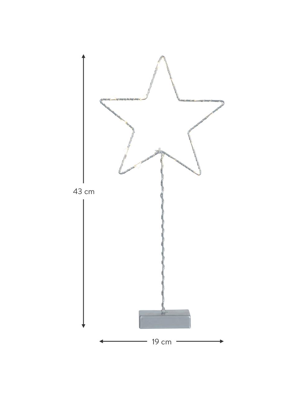 Svetelná LED dekorácia na batérie Star, V 43 cm, Sivá, Š 19 x V 43 cm