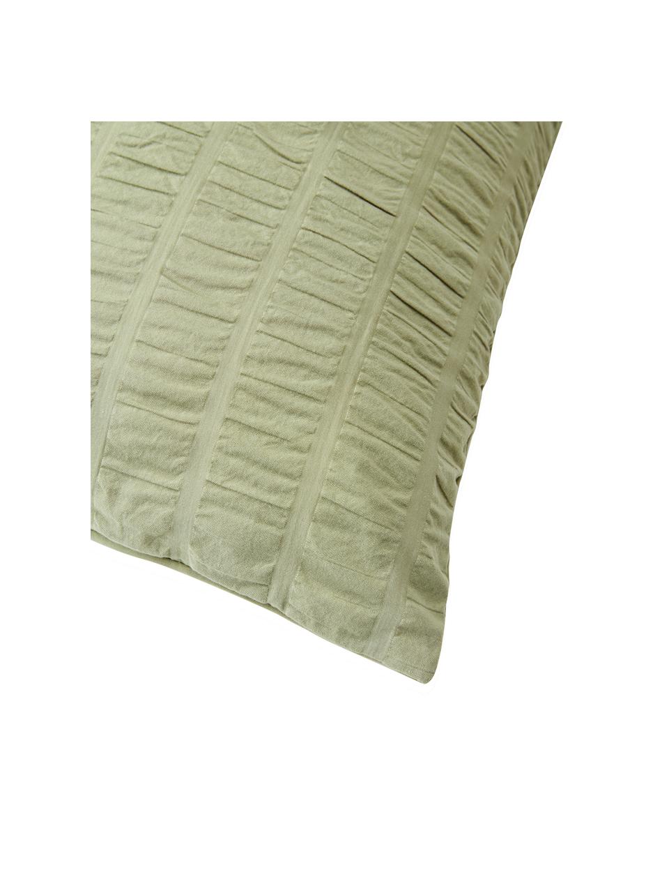 Funda de almohada de algodón Esme, Reverso: tejido renforcé Densidad , Verde oliva, An 45 x L 110 cm