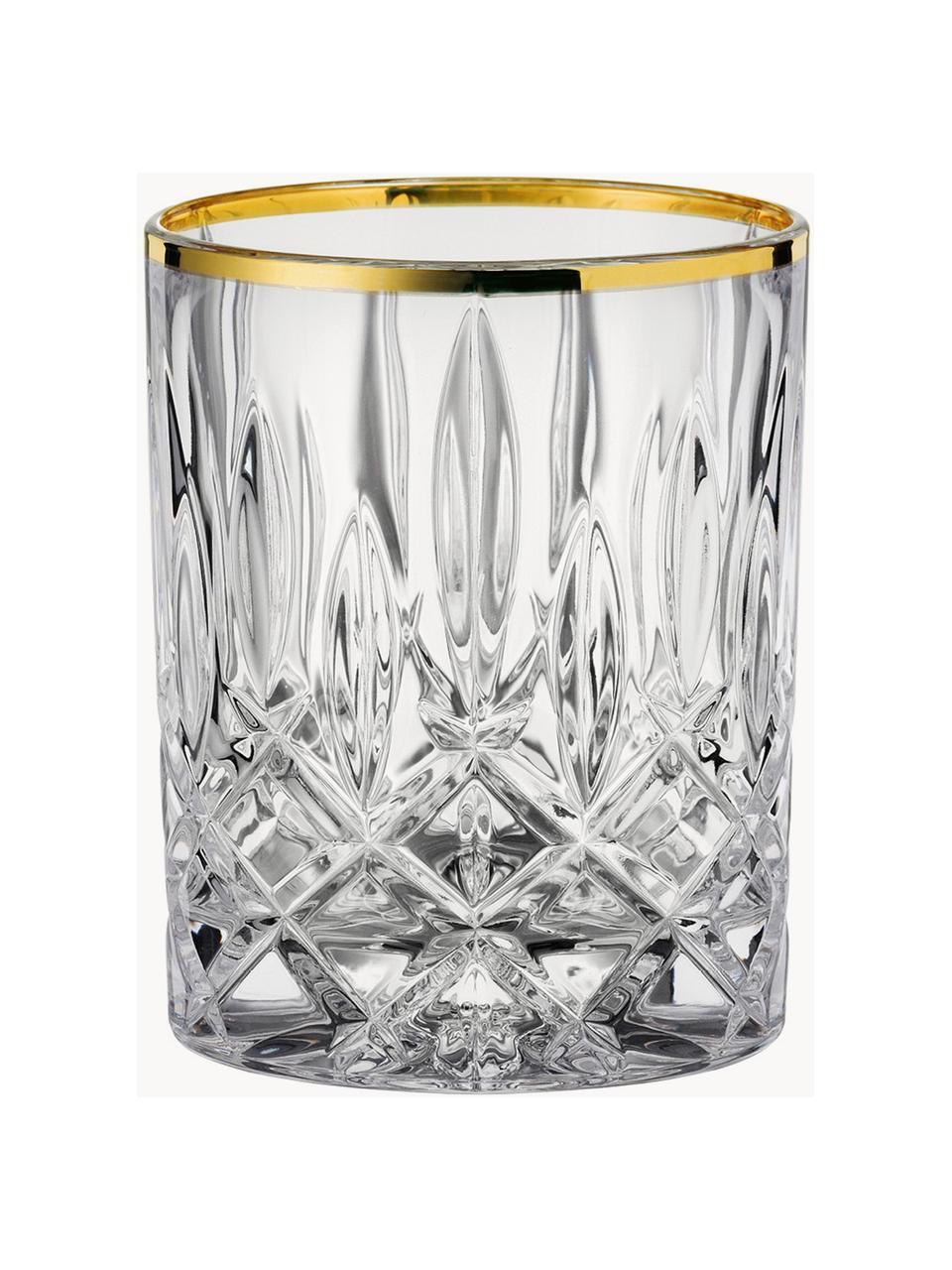 Kristall-Whiskygläser Noblesse, 2 Stück, Kristallglas, Transparent, Goldfarben, Ø 8 x H 10 cm, 300 ml