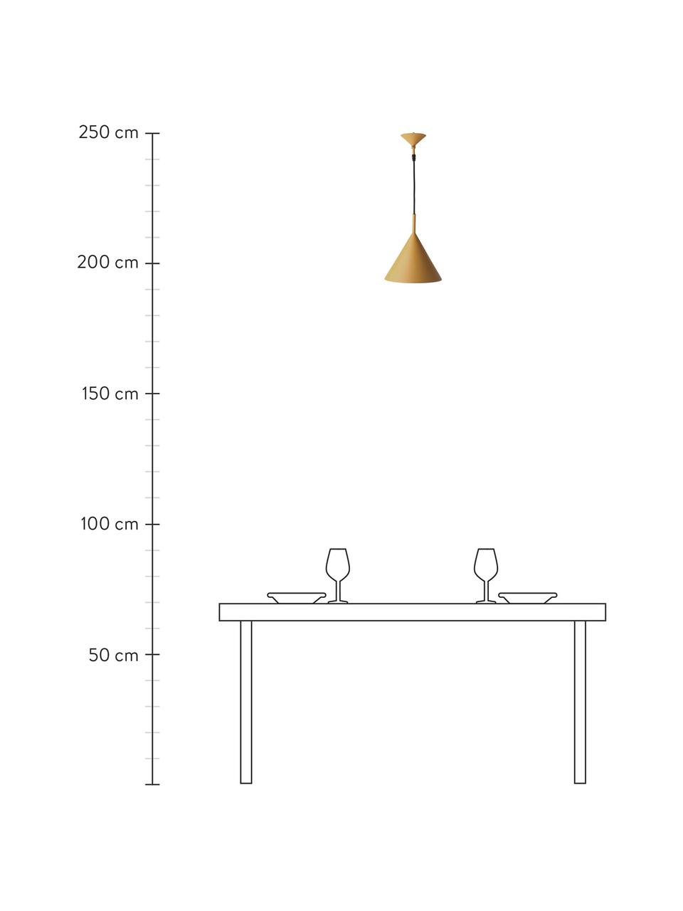Kleine hanglamp Coby, Lampenkap: bekleed ijzer, Mosterdgeel, Ø 22 x H 25 cm
