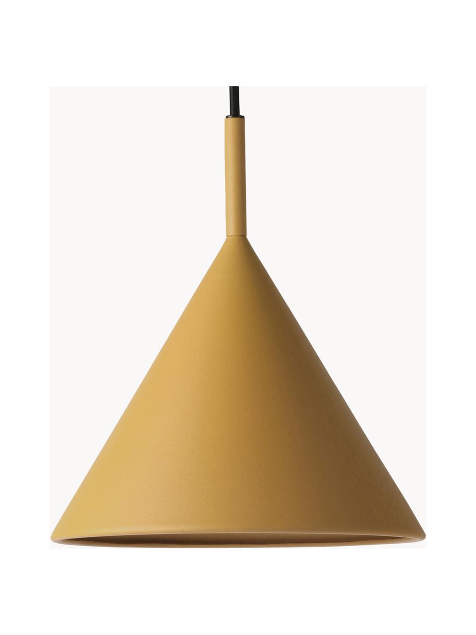 Kleine hanglamp Coby, Lampenkap: bekleed ijzer, Mosterdgeel, Ø 22 x H 25 cm