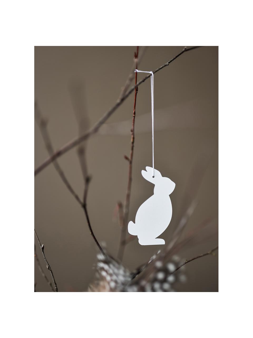 Adornos de Pascuas para colgar Hare, 4 uds., Acero inoxidable, pintura en polvo, Blanco, An 4 x Al 6 cm