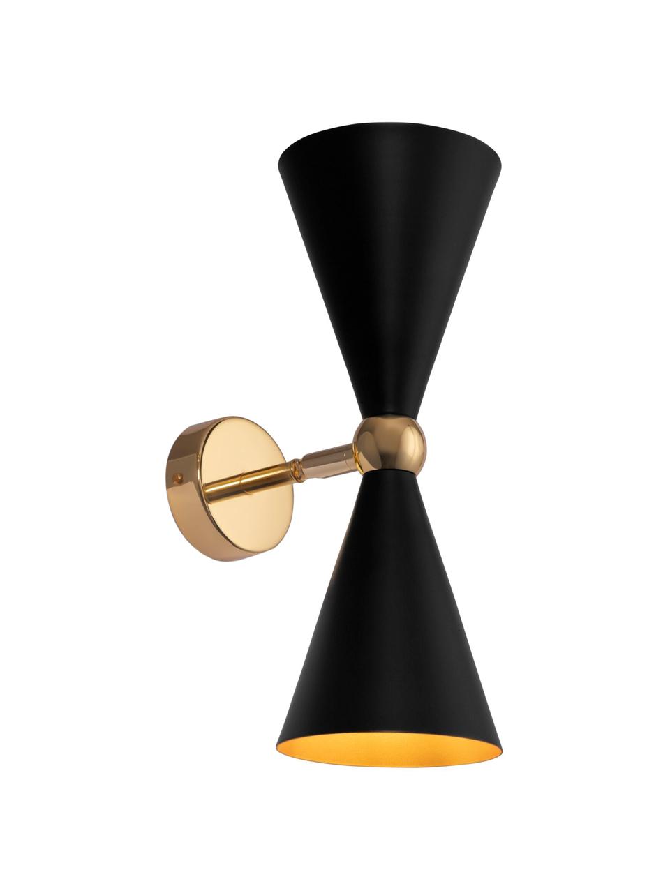 Retro nástěnné svítidlo Vesper, Černá, zlatá, H 18 cm, V 32 cm