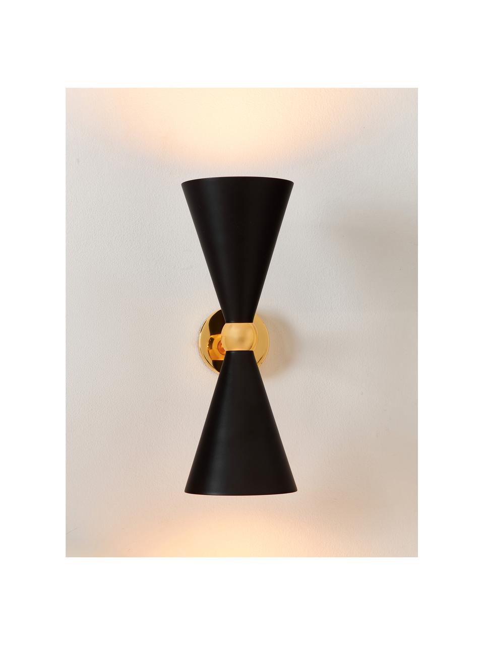 Kinkiet z funkcją przyciemniania Vesper, Stelaż: metal powlekany, Czarny, odcienie złotego, G 18 x W 32 cm