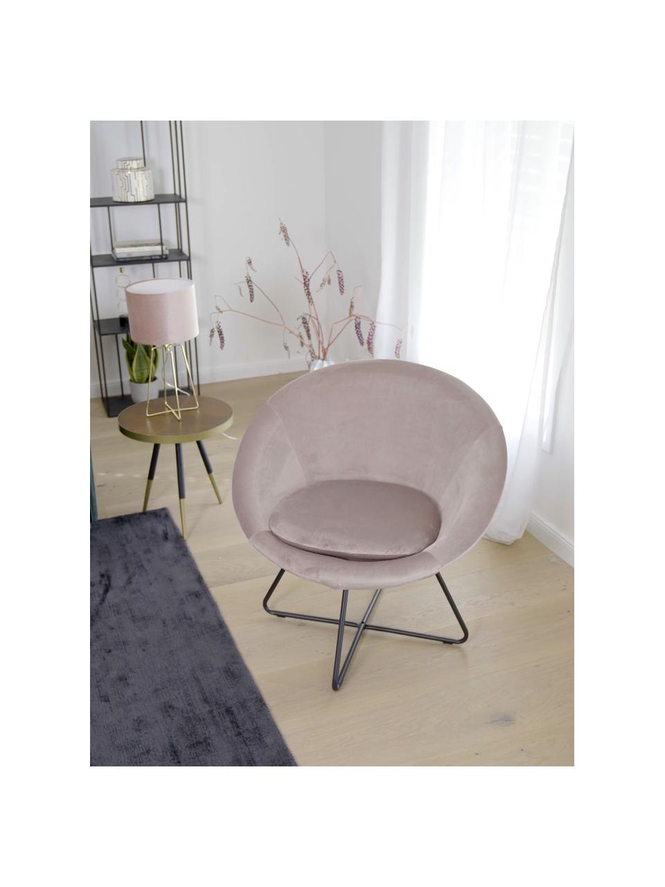 Fauteuil cocktail en velours rose Center, Velours vieux rose, larg. 82 x prof. 71 cm