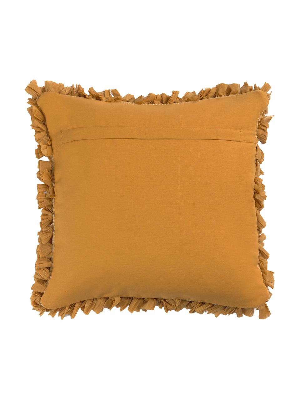 Federa arredo double face Aqia, 50% cotone, 50% poliestere, Giallo senape, Larg. 45 x Lung. 45 cm