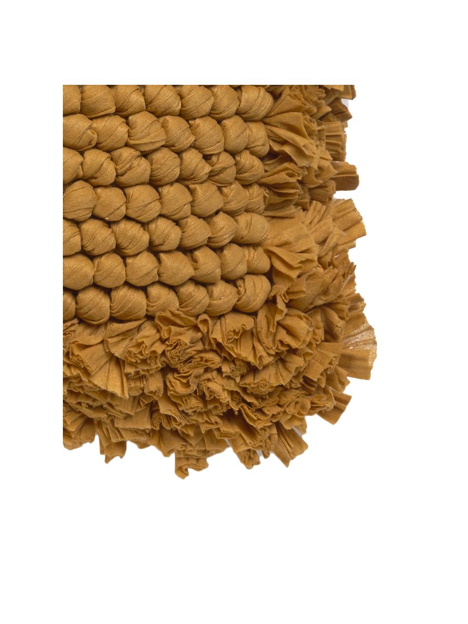 Kussenhoes Aqia met gestructureerde oppervlak, 50% katoen 50% polyester, Mosterdgeel, 45 x 45 cm
