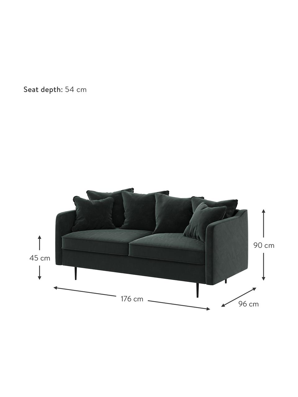 Sofa z aksamitu Esme (2-osobowa), Tapicerka: 100% aksamit poliestrowy, Stelaż: drewno liściaste, drewno , Nogi: metal powlekany Dzięki tk, Antracytowy, S 176 x G 96 cm