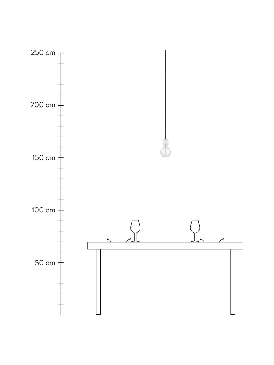 Kleine hanglamp Chris van glas, Fitting: opaalglas, Baldakijn: kunststof, Opaalwit, Ø 8 x H 9 cm