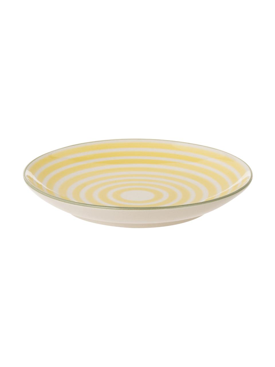 Assiettes à pain peintes main Holly, 3 élém., Grès cérame, Blanc crème, rouge, jaune, bleu, Ø 16 cm