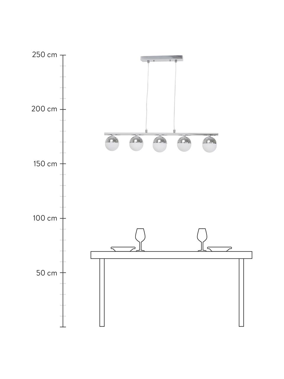 Lampa wisząca Kaya, Odcienie chromowego, S 80 x W 150 cm