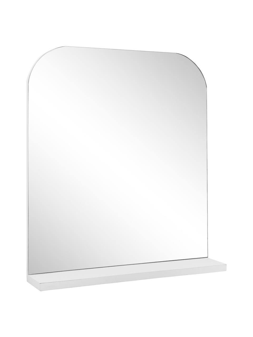 Specchio da parete con mensola Pina, Mensola: legno, Superficie dello specchio: lastra di vetro, Bianco, Larg. 55 x Alt. 63 cm