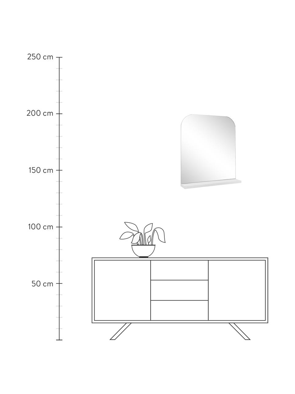 Specchio da parete con mensola Pina, Mensola: legno, Superficie dello specchio: lastra di vetro, Bianco, Larg. 55 x Alt. 63 cm