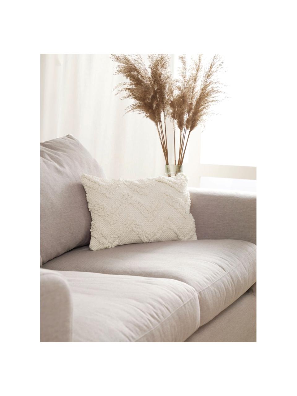 Kissenhülle Akesha mit getuftetem Zickzack-Muster, 100% Baumwolle, Off White, B 30 x L 50 cm