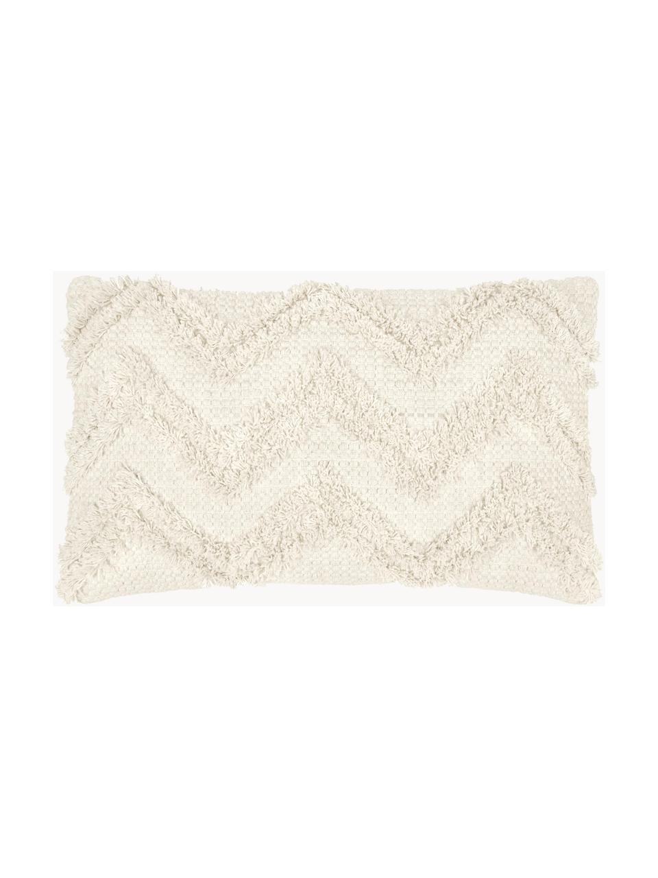 Kissenhülle Akesha mit getuftetem Zickzack-Muster, 100% Baumwolle, Off White, B 30 x L 50 cm