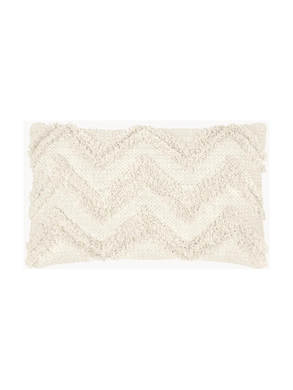 Kissenhülle Akesha mit getuftetem Zickzack-Muster, 100% Baumwolle, Off White, B 30 x L 50 cm