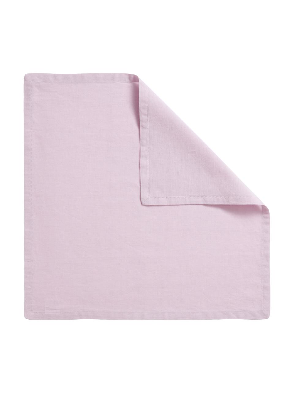 Serviette de table coton lilas Bimba, 4 pièces, 85 % coton certifié BCI, 15 % lin, Lilas, larg. 40 x long. 40 cm