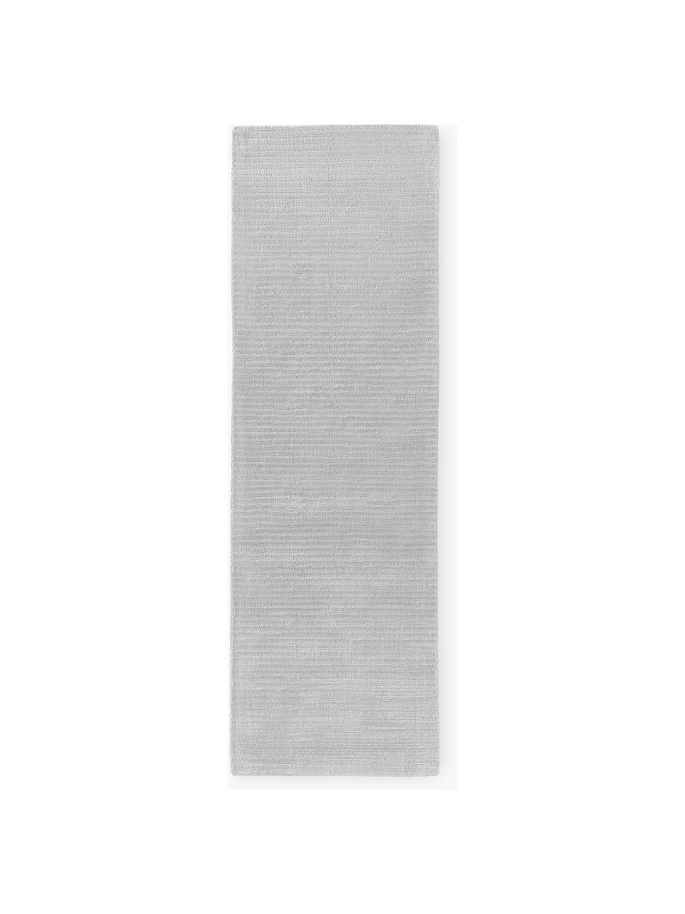 Tapis de couloir moelleux tissé main Wes, 100 % polyester, certifié GRS, Gris clair, larg. 80 x long. 200 cm