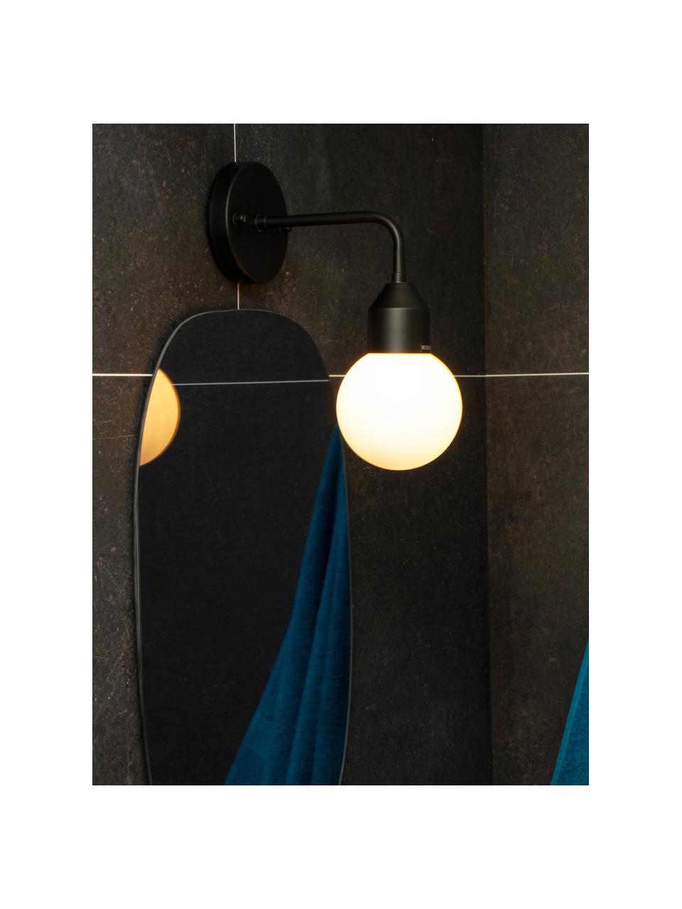 Nástenná lampa do kúpeľne so skleneným tienidlom Florens, Čierna, biela, Š 12 x H 25 cm