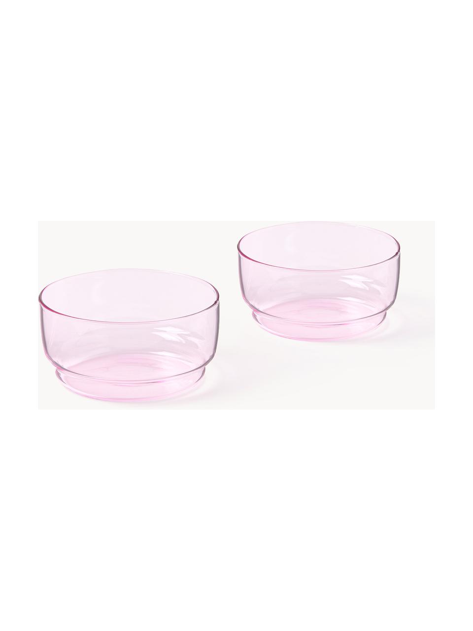 Schalen Torino uit borosilicaatglas, 2 stuks, Borosilicaatglas, Lichtroze, transparant, Ø 12 x H 6 cm