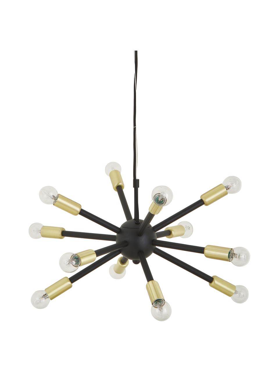 Závesná lampa Spike, Čierna, odtiene zlatej, Ø 50 cm