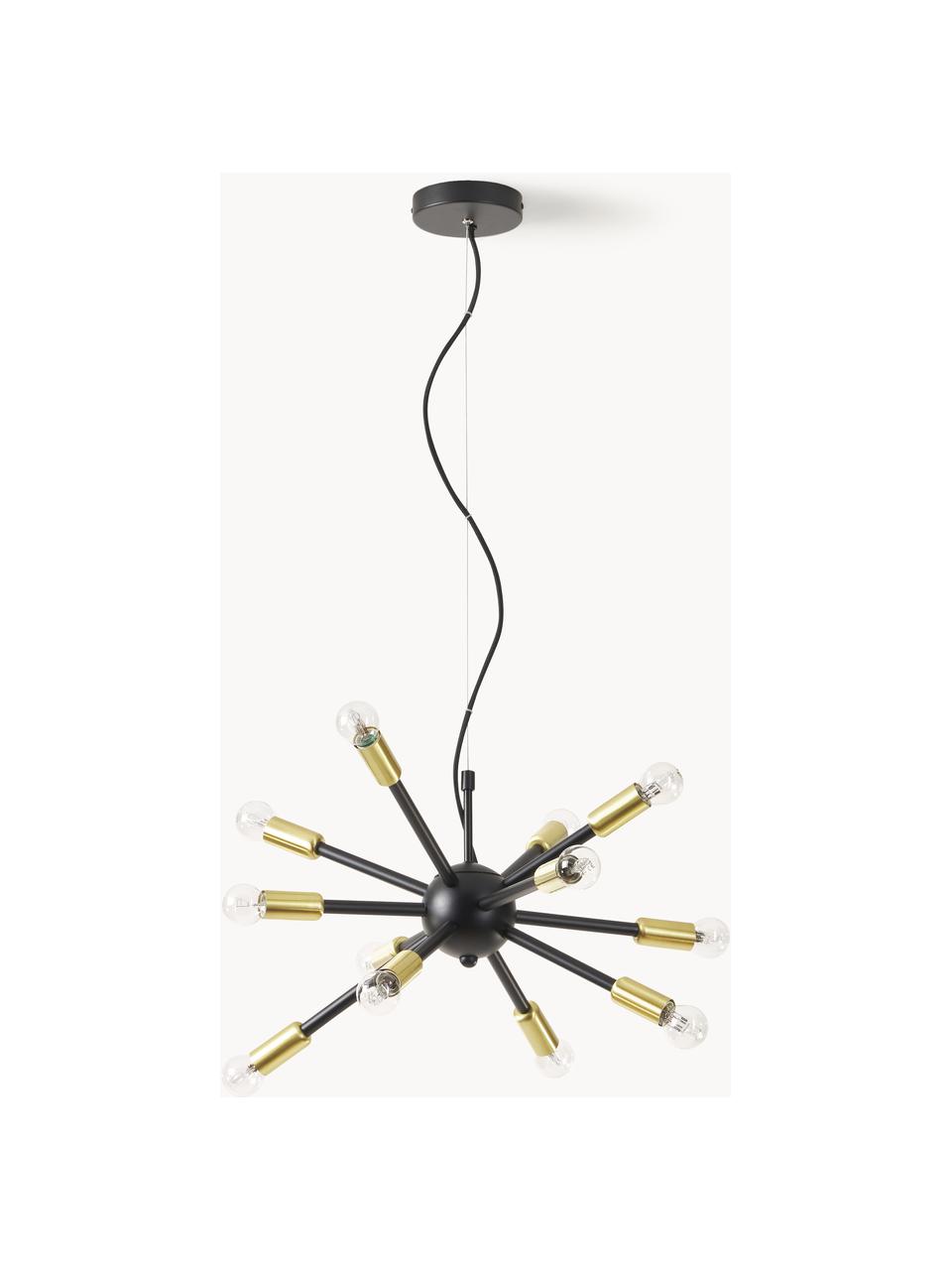 Plafondlamp Silvan, Lampenkap: gepoedercoat metaal, Zwart, goudkleurig, Ø 50 x H 52 cm
