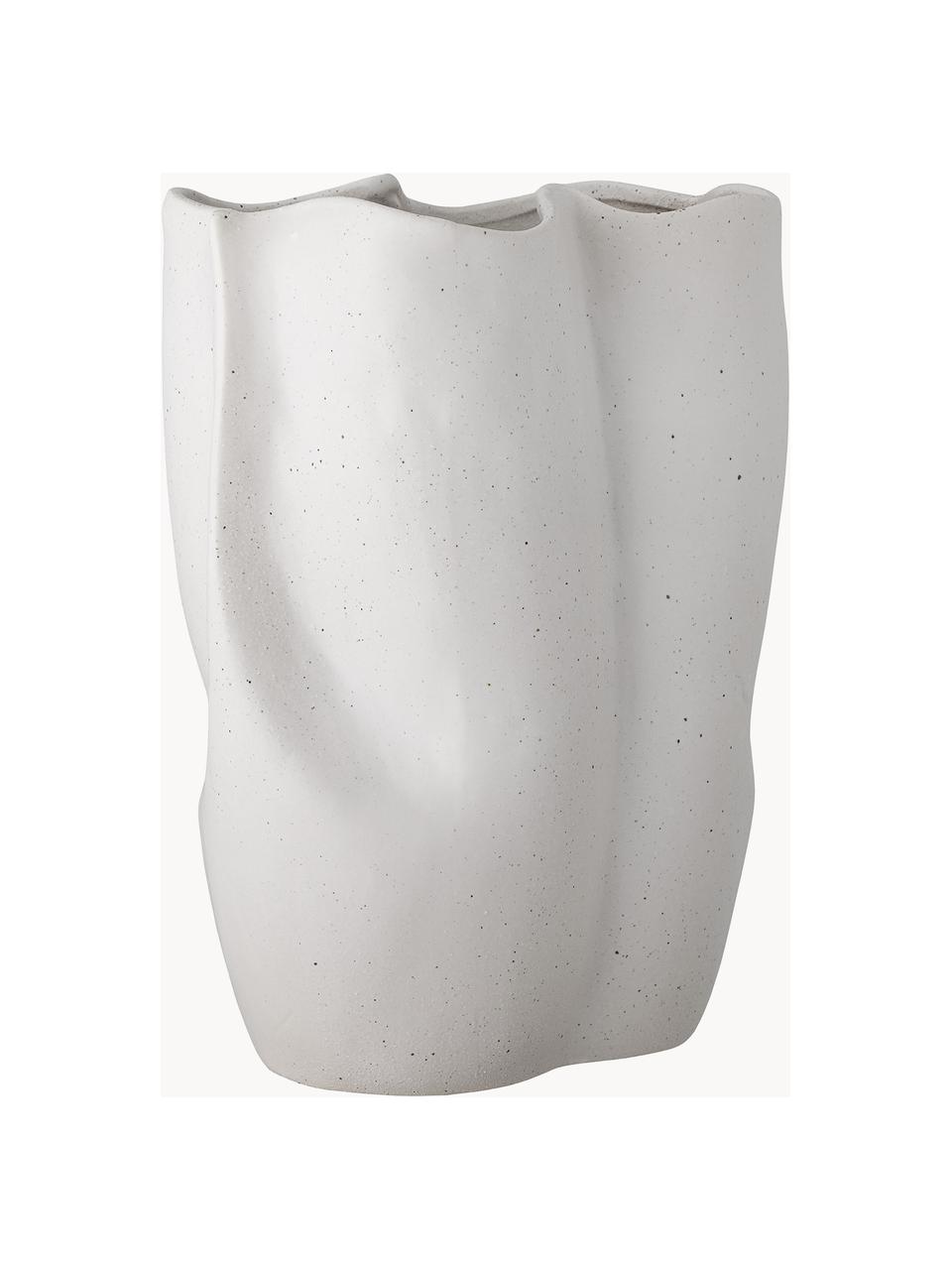 Steingut-Vase Elira in organischer Form, H 35 cm, Steingut, Weiss, B 27 x H 35 cm