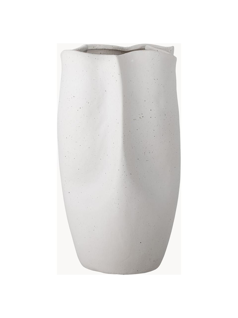 Steingut-Vase Elira in organischer Form, H 35 cm, Steingut, Weiß, B 27 x H 35 cm