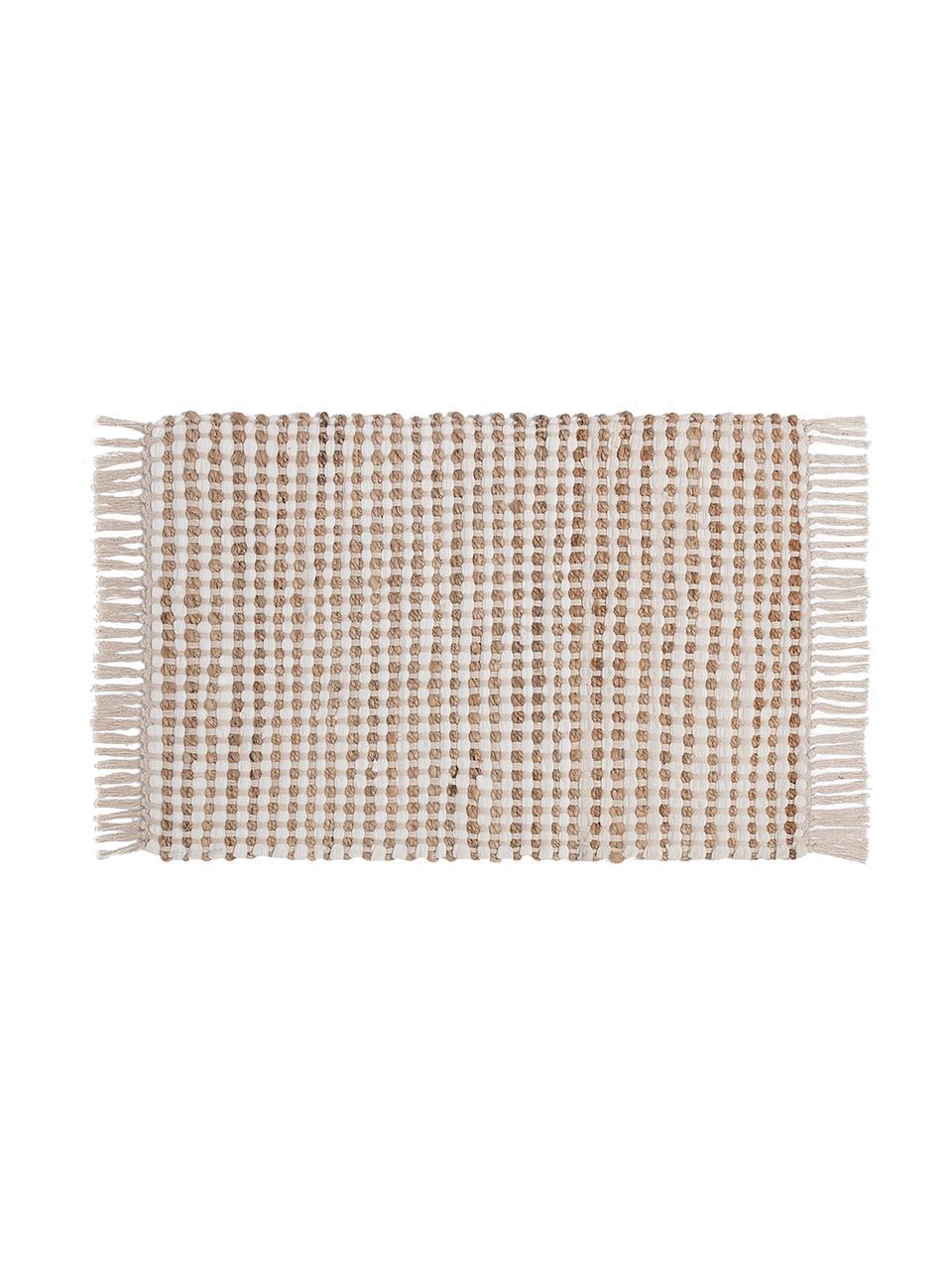 Deurmat Fiesta van katoen/jute, 55% katoen, 45% jute, Wit, 45 x 75 cm