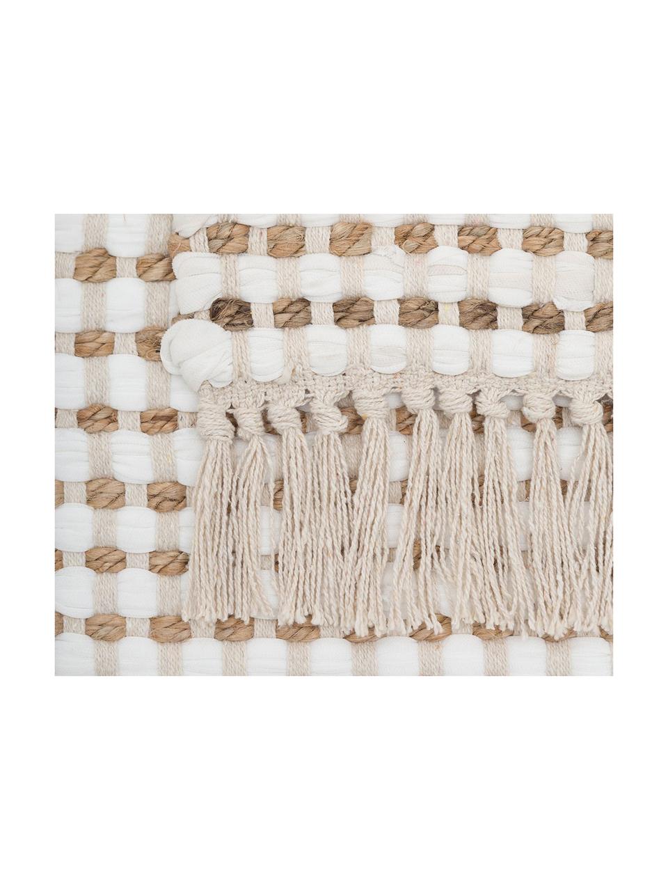 Deurmat Fiesta van katoen/jute, 55% katoen, 45% jute, Wit, 45 x 75 cm