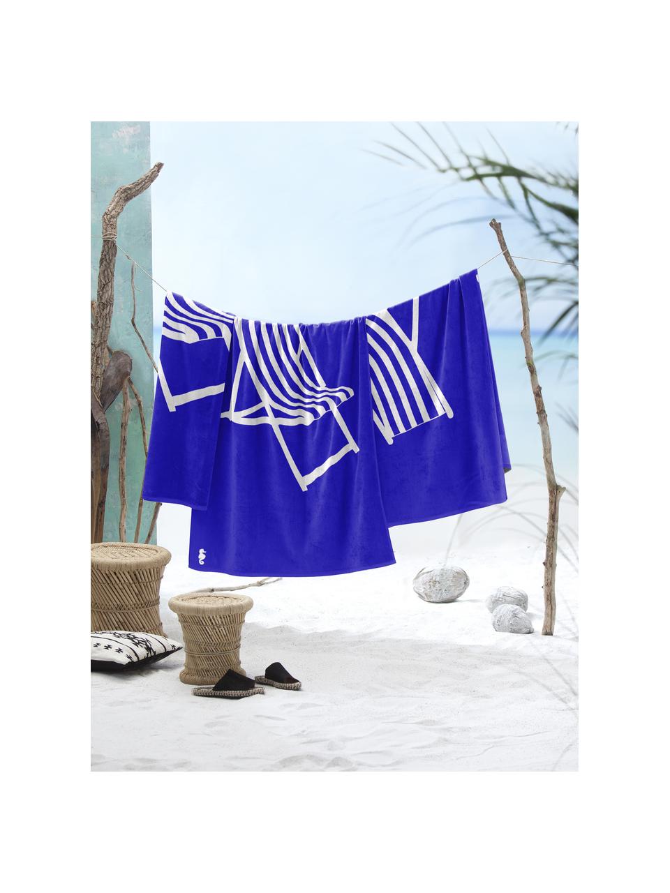 Toalla de playa Take a Seat, Azul, blanco, An 100 x L 180 cm