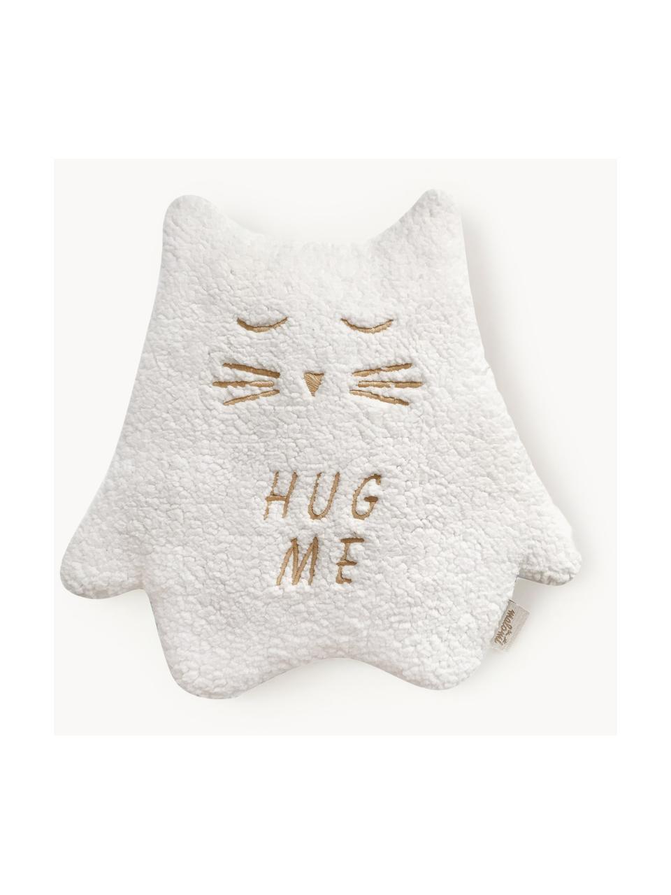 Handgefertigtes Kuschelkissen Kitten, polyester, Off White, B 31 x L 33 cm