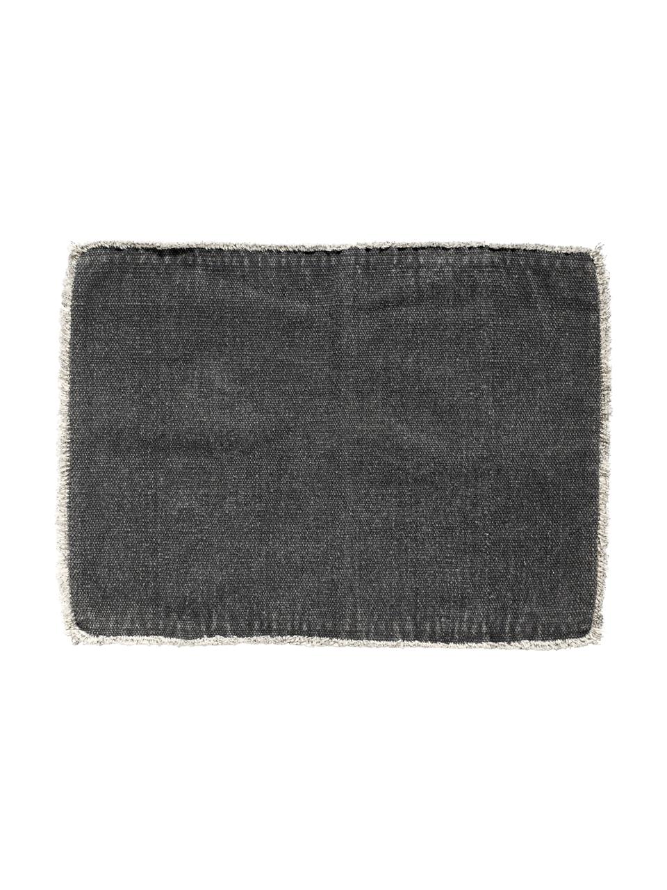 Manteles individuales de algoón Edge, 6 uds., Mezcla de algodón con StoneWash (lavado a piedra), Gris oscuro, An 35 x L 48 cm