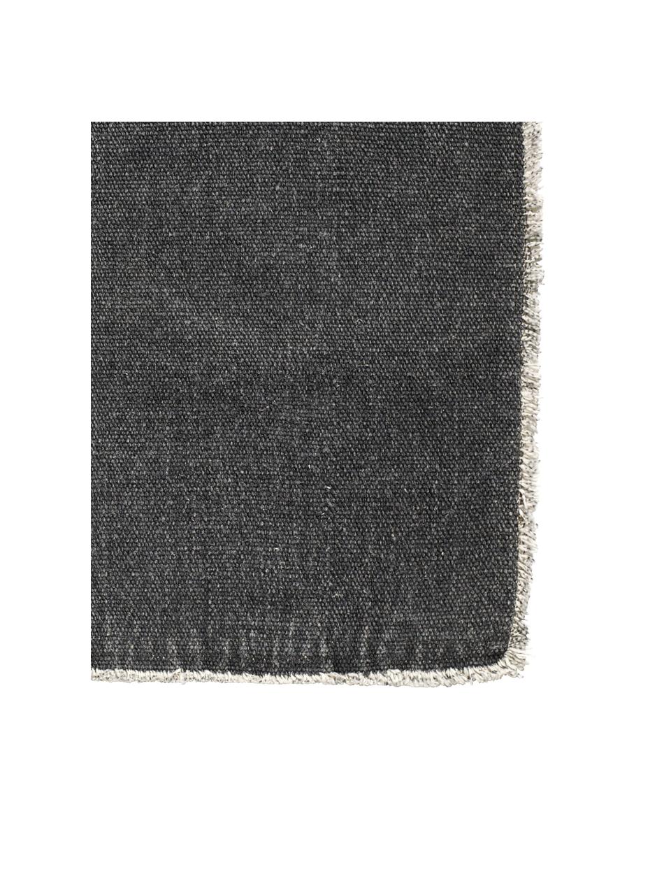 Baumwoll-Tischsets Edge, 6 Stück, Baumwollgemisch, stonewashed, Dunkelgrau, 35 x 48 cm