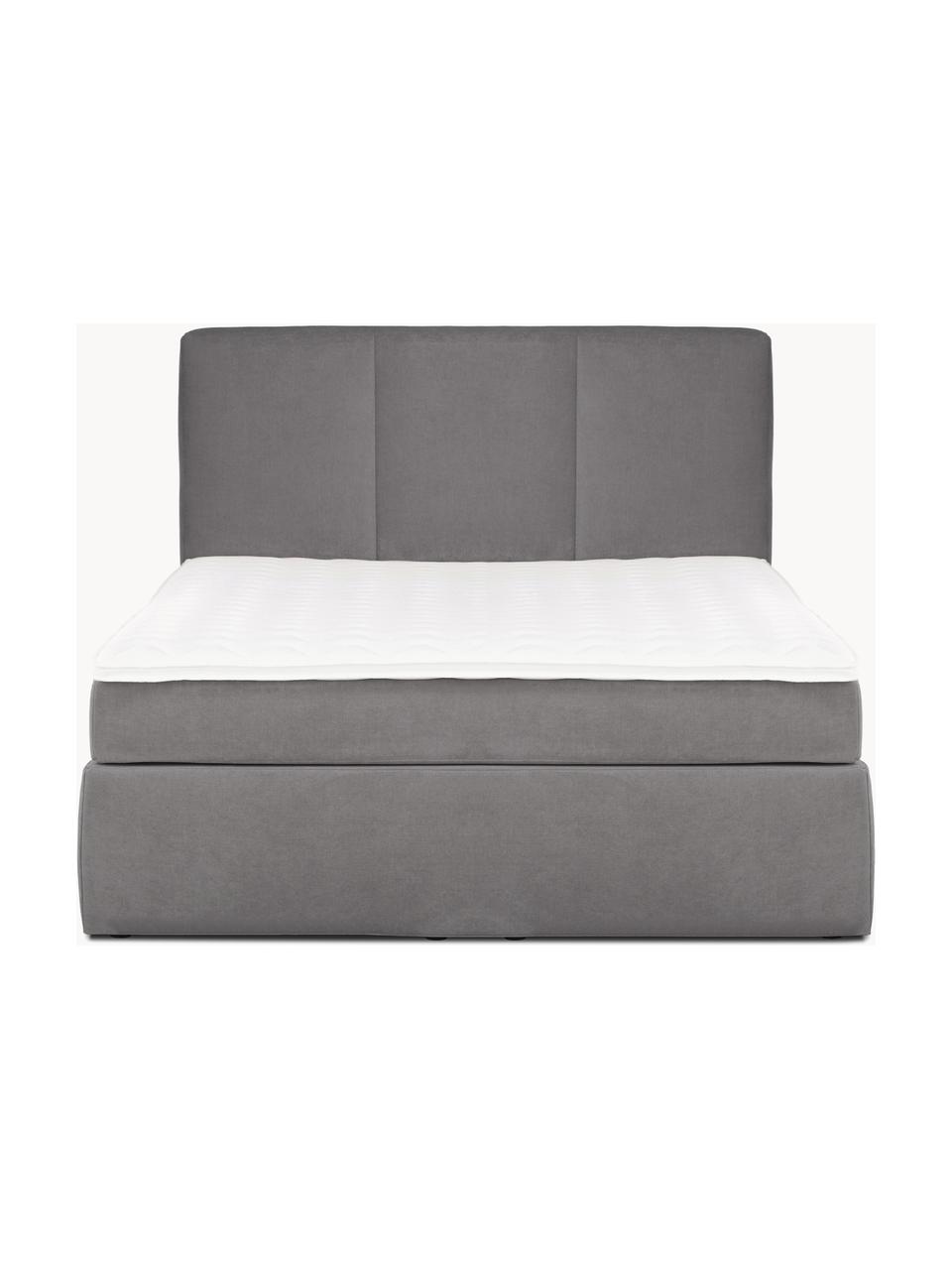 Boxspringbett Oberon, Matratze: 5-Zonen-Taschenfederkern, Füße: Kunststoff Dieses Produkt, Webstoff Anthrazit, B 180 x L 200 cm, Härtegrad H2