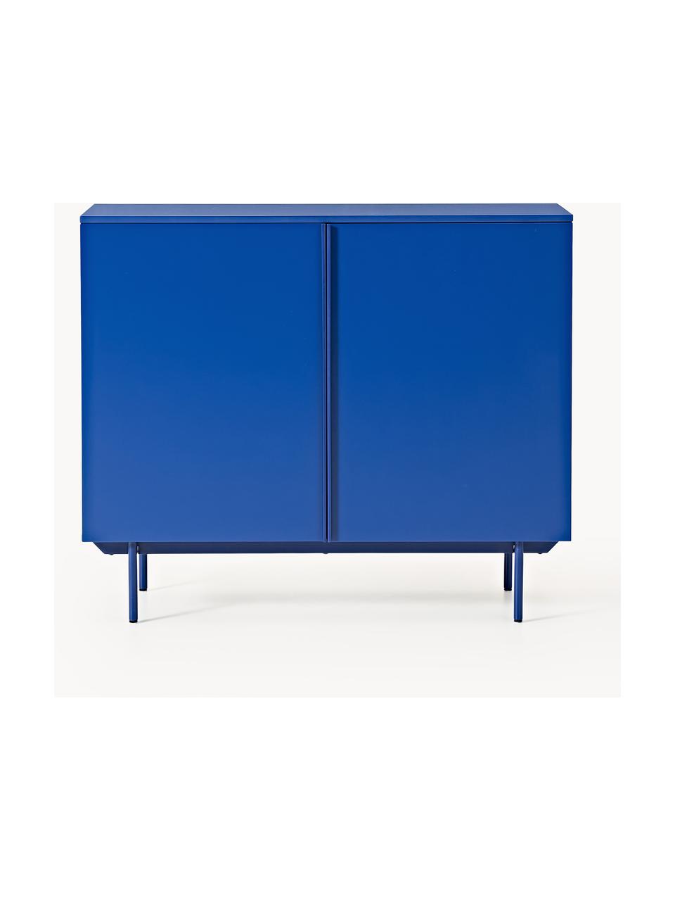 Credenza alta in legno Elona, Blu elettrico, Larg. 100 x Alt. 120 cm